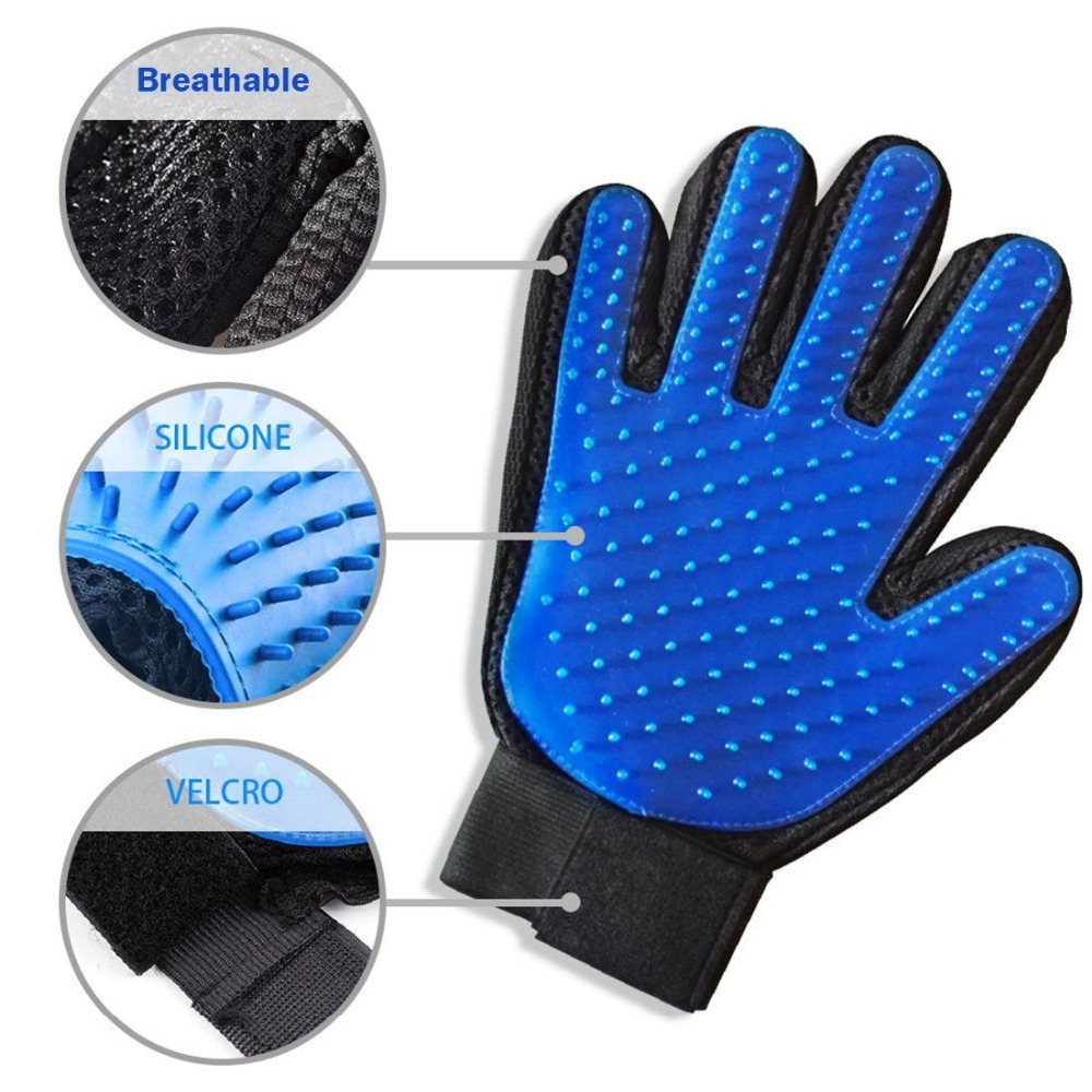 Gants de toilettage pour chiens et chats, brosses en Silicone, pour le bain, plusieurs couleurs