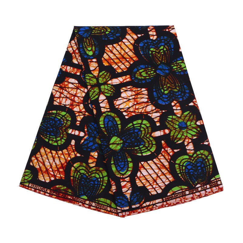 African Ankara Guaranteed Veritable Real Pagne Wax Green &amp; Blue Pattern Print Wax Fabric For Dresses: Default Title