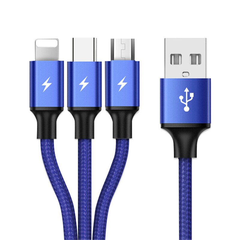 3 In 1 8 Pin Usb-kabel Voor Iphone Samsung Xiaomi Multi Snel Opladen Lader Micro Usb Kabel 2 In 1 Mobiele Telefoon Usb Type C Kabel