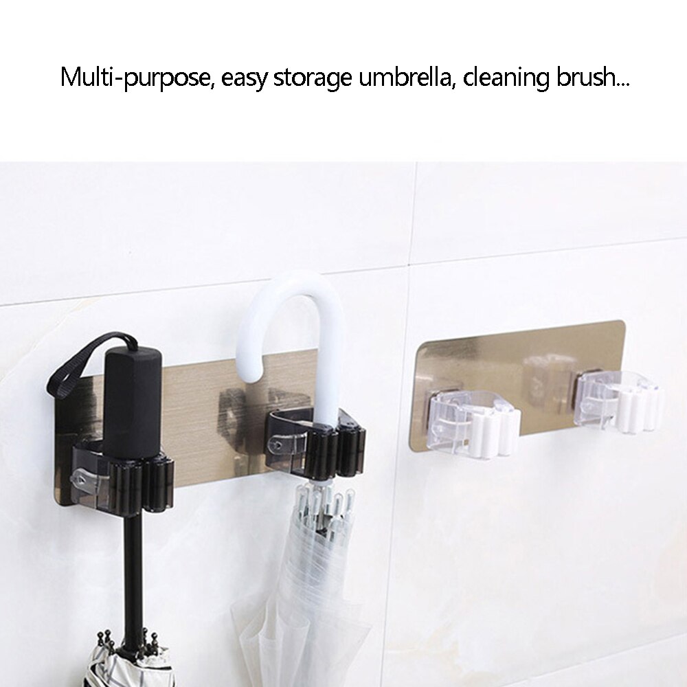 Badeværelse kraftfuld sømløs moppholder moppekrog hjemme køkken gratis stansning stansning vægmop kostestativ badeværelse mopp opbevaringsklemme