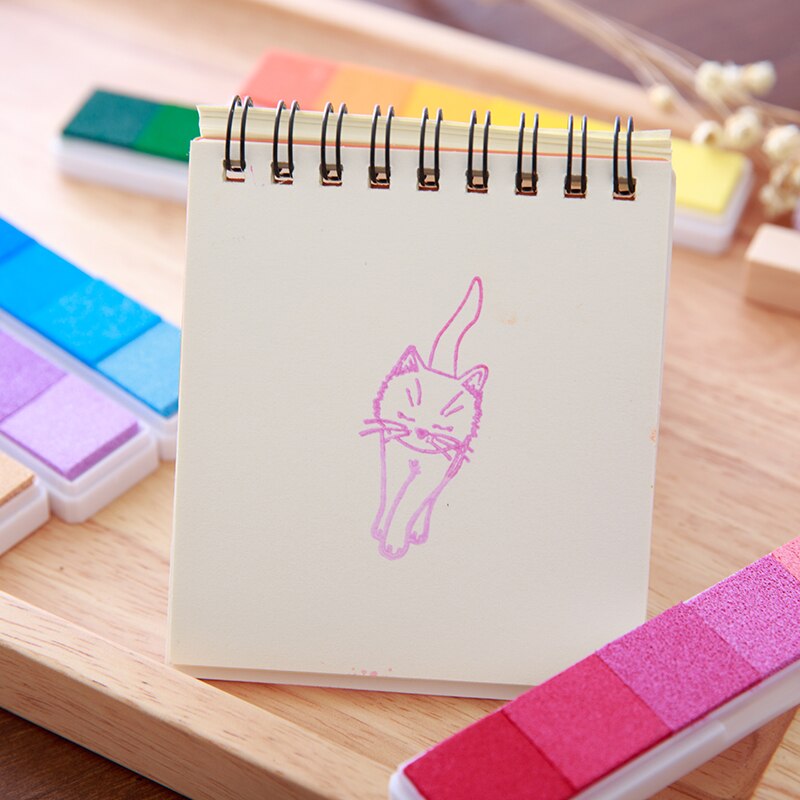 Tampon encreur pour peinture au doigt, 6 couleurs, dégradé de couleur bonbon, coréen
