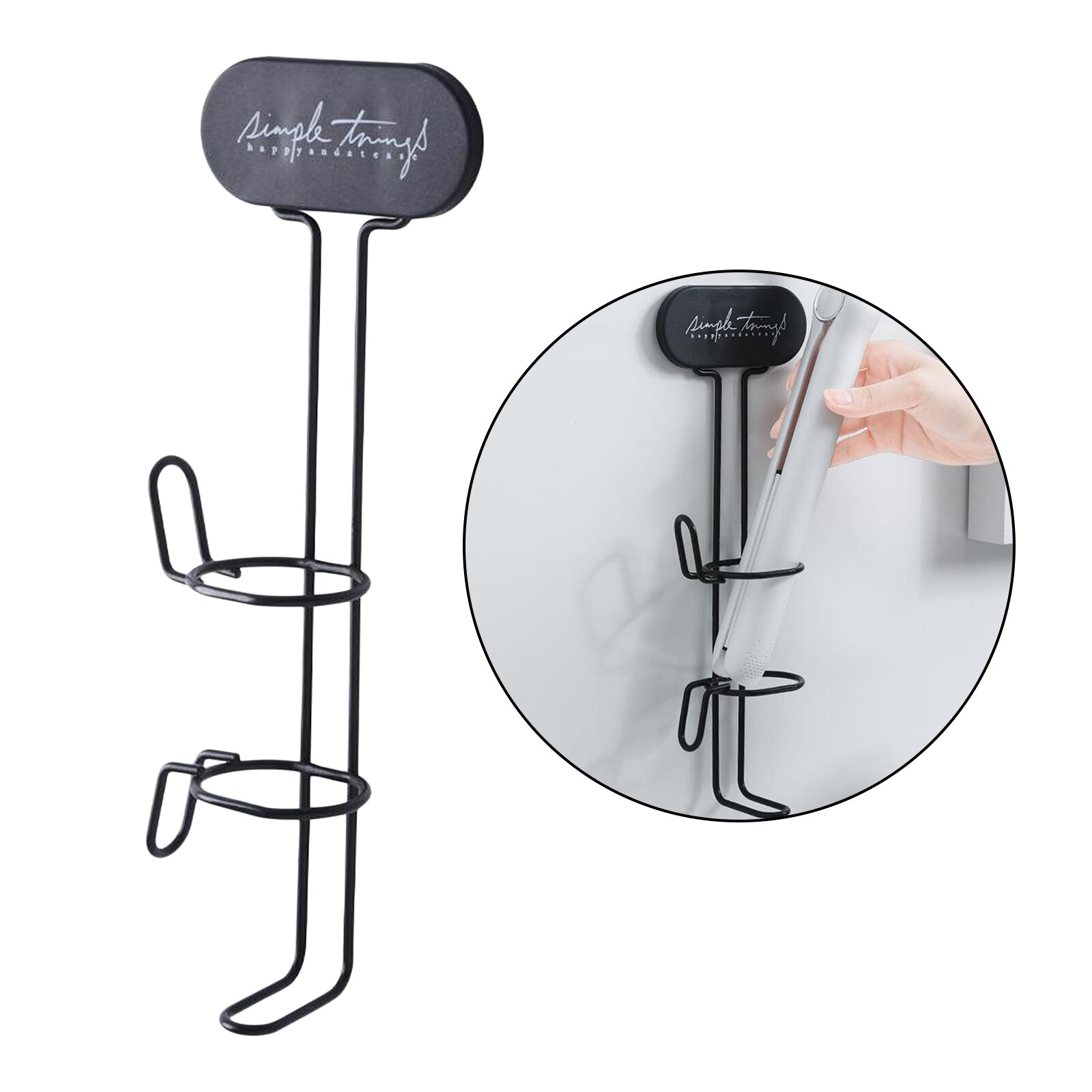 Hair Straightener Storage Rack Wall Mounted Curling Iron Holder Hanger Hair Dryer Holder Hair Dryer Shelf: Black