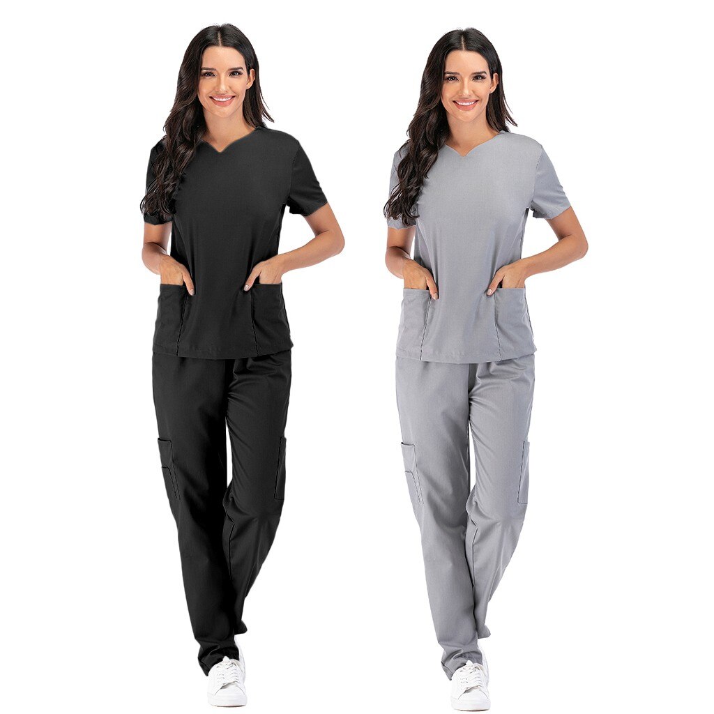 neue heiße Männer & Frauen krankenschwester uniform Kurzarm V-ausschnitt Tops + Hosen Pflege Arbeits Uniform Set Anzug krankenschwester zubehör