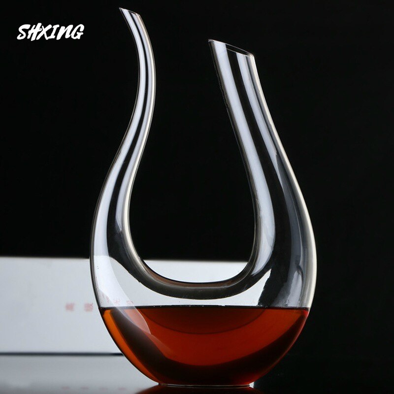 Klassisk stil u-formet vin karaffel boks harpe svane dekanter krystall vin separator