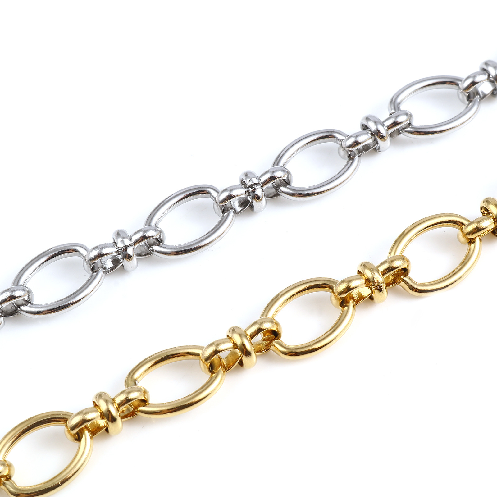 1Pc Rvs Armbanden Voor Mannen Vrouwen Zilveren Kleur Goud Kleur Oval Cross Gesp Connector Link Chain Sieraden trend