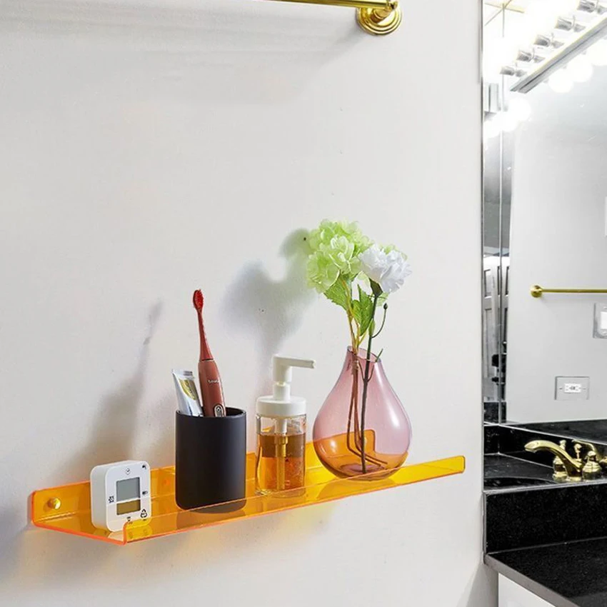 Estante de almacenamiento de acrílico montado en la pared para baño, organizador de cocina, estantes de exhibición, estante de pared decorativo sin perforaciones