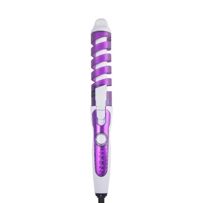 Portable automatic rotating Magic Ceramic Styling tool Electric Hair curler Home salon anti-perm spiral curler: PURPLE / AU