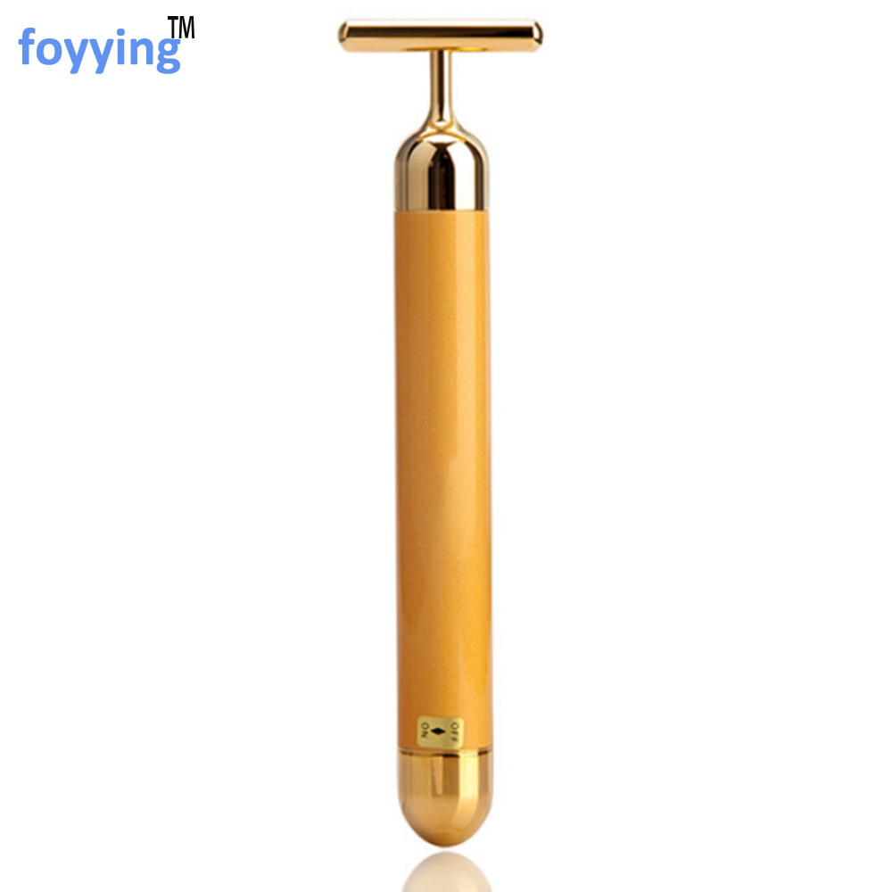 Foyying Afslanken Gezicht Roller 24 K Gold Kleur Trillingen Facial Beauty Roller Massager Stick Lift Huidverstrakking Rimpel Bar