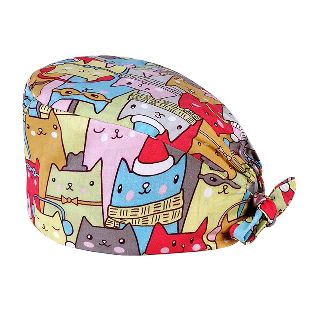 Hospital operating room scrub caps female nurse nursing work caps breathable printing beauty salon nursing hats custom: 12003