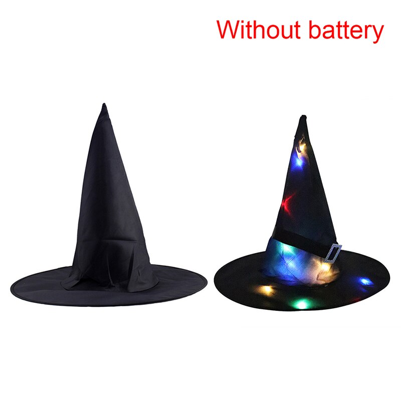 1pcs Halloween Witch Hat with LED Light Glowing Witches Hat Hanging Halloween Decor Suspension Tree Glowing Hat for Kids: Black