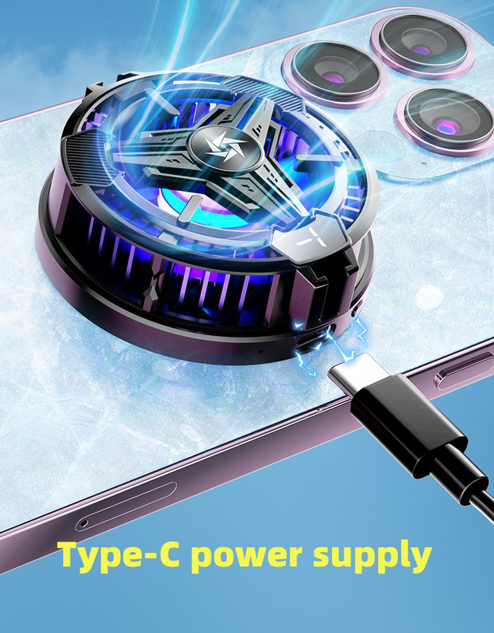 Cooling Fan For Steam Deck/Game Console/Mobile Phone/Pad Easy Install With Temperature Display