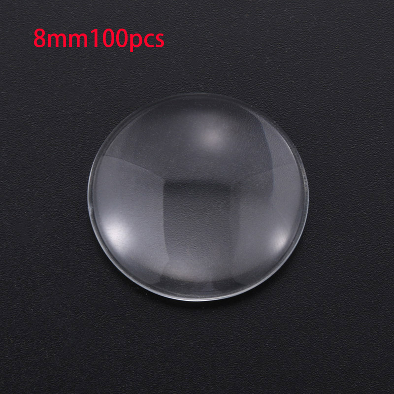 8/10/12/14/16/18/20/25/30/35/40/45/50 Round Flat Back Clear Glass Cabochon, , Cabochon Cameo For Diy Jewelry Making: 8mm100pcs