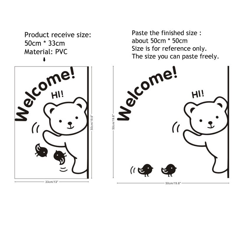 Cartoon Bear welcome Wall Sticker art decals living room bedroom decorations wallpaper wall edge Mural Removable door stickers