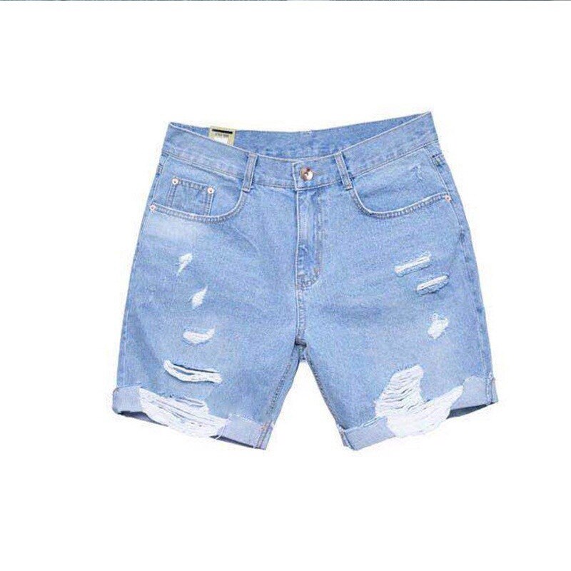 Pantalones cortos vaqueros rasgados informales para hombre, Shorts de verano para playa: S