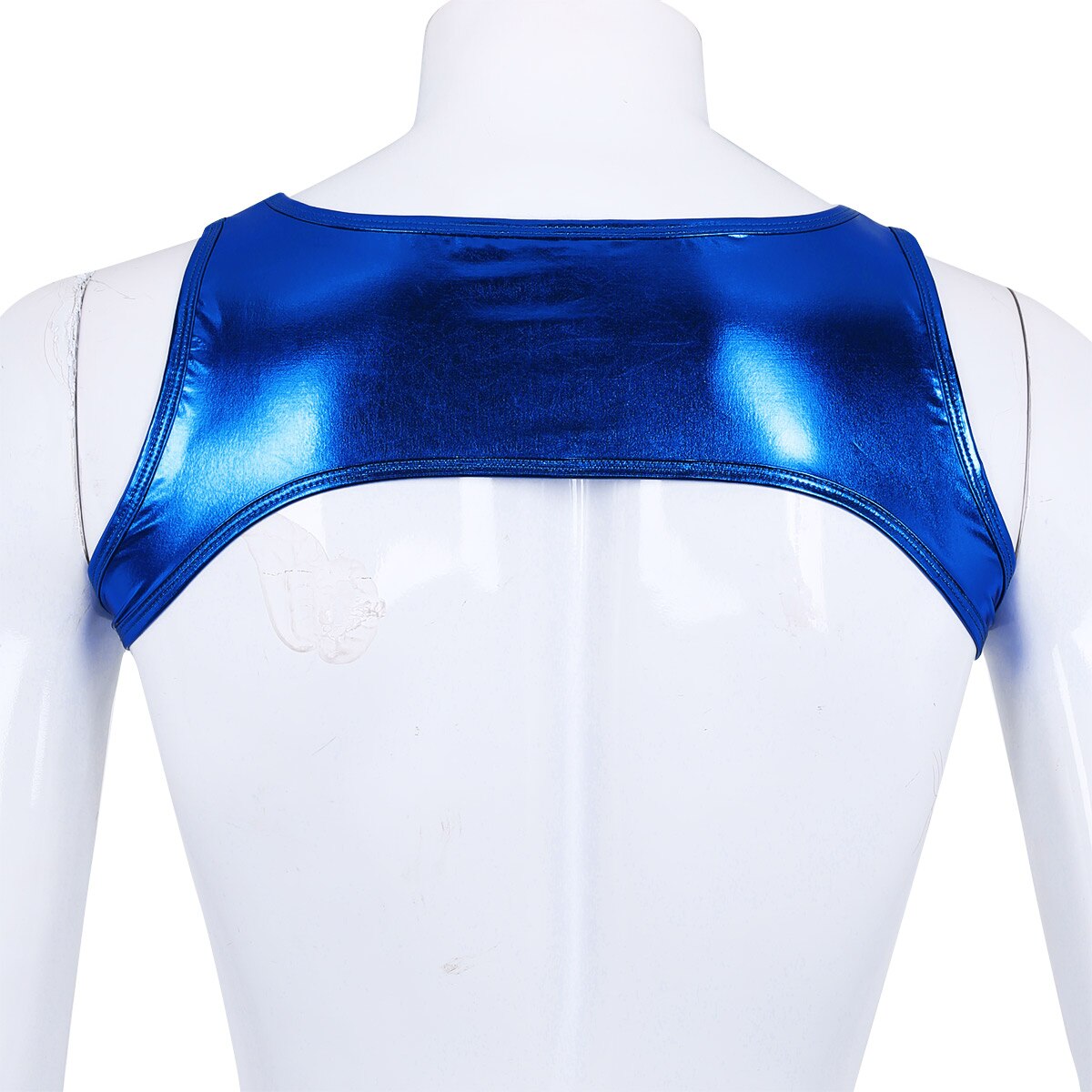 Heren glanzende metalen schouder-borstband harnas heren korte vest tops feest club podium show kostuums exotische halfspier tanktop