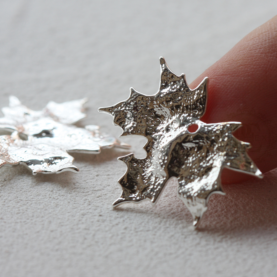 Een Stuk Premium Vergulde Massief Messing Maple Leaf Charm-23X25Mm (4714C): orange