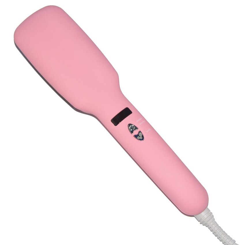 Queenme 2 In 1 PTC Heating Ionic Hair Straightener Brush Electric Fast Hair Straightener Comb LCD Anion Hair Straightening Brush