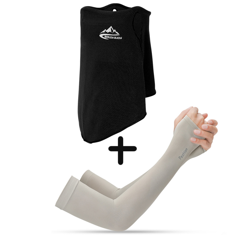 Mannen Hoofddeksels Bandana Fietsen Half Gezichtsmasker Neck Hood Cover Rijden Stofdicht Anti-Zweet Ademend Fiets Hoofd Sjaal voor Mannen: Scarf and Sleeves O