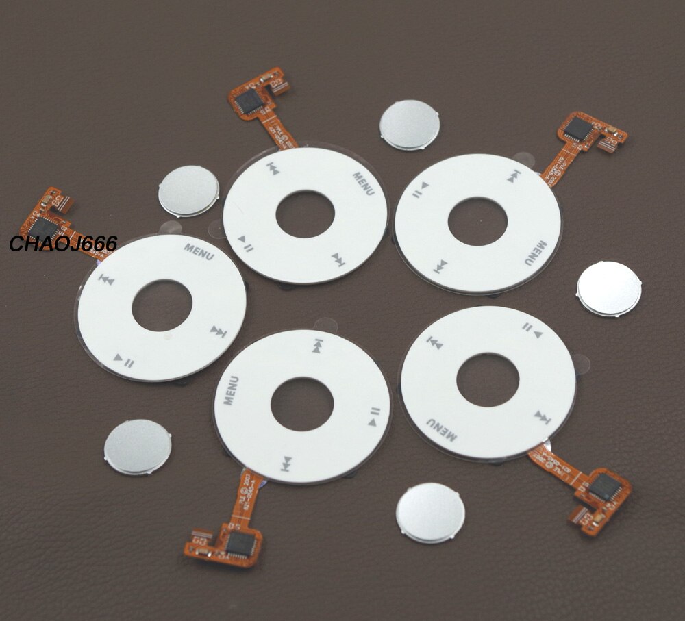 5 sets/lot White Clickwheel Click Wheel + Silver Central Button Key for iPod 6th 7th Classic 80GB 120GB Thick Thin 160GB