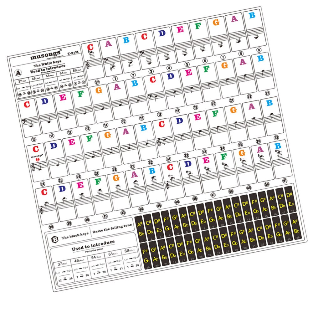 1 vel paino beginner stickes toetsenbordsticker voor instrument