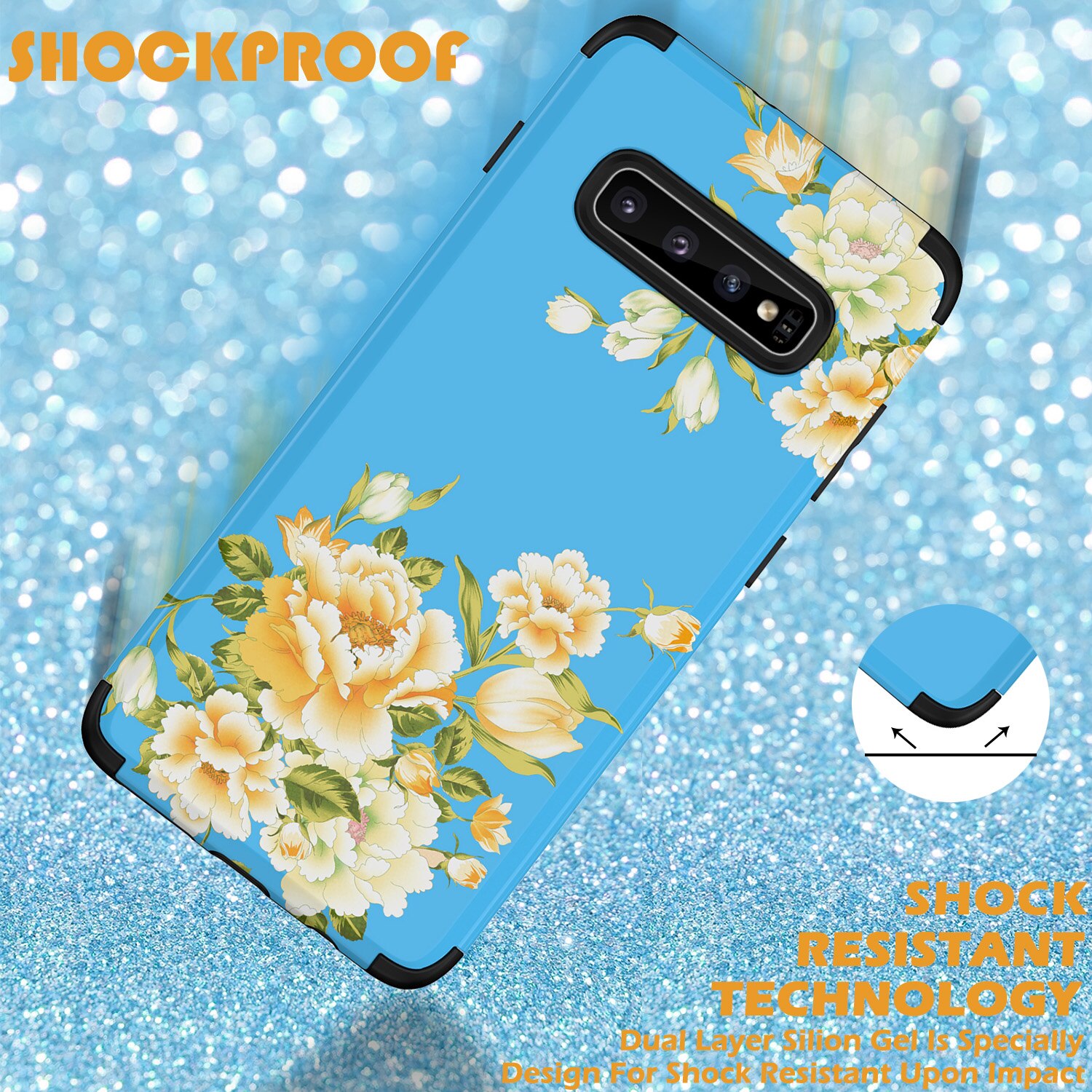 3 in- in-1 telefoonhoesjes voor samsung galaxy  s10 meisjes, dames, bloemenhoesjes, schokbestendige bumpers, glaxay  s 10 bloemenhoesjes, galaxy coque