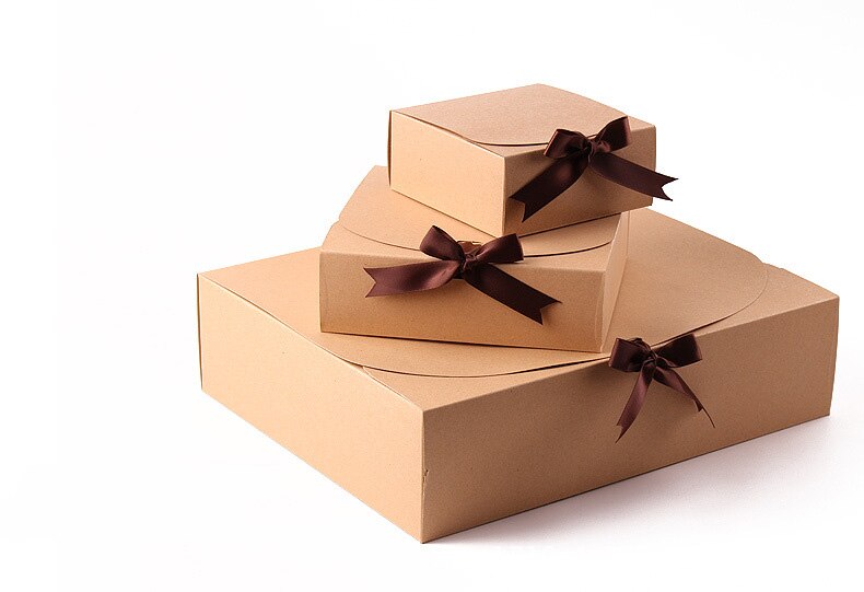 10pcs Kraft Paper Baking Cookies Box Packaging Packaging Box Birthday Weeding Custom Print Event Party Supplies Packaging: Kcraft / 16.5x16.5x5cm