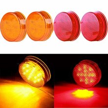 8pcs/Set Brand And Red+Amber 2-Inch Round 6LED Side Marker Light Trailer Lamp Universal