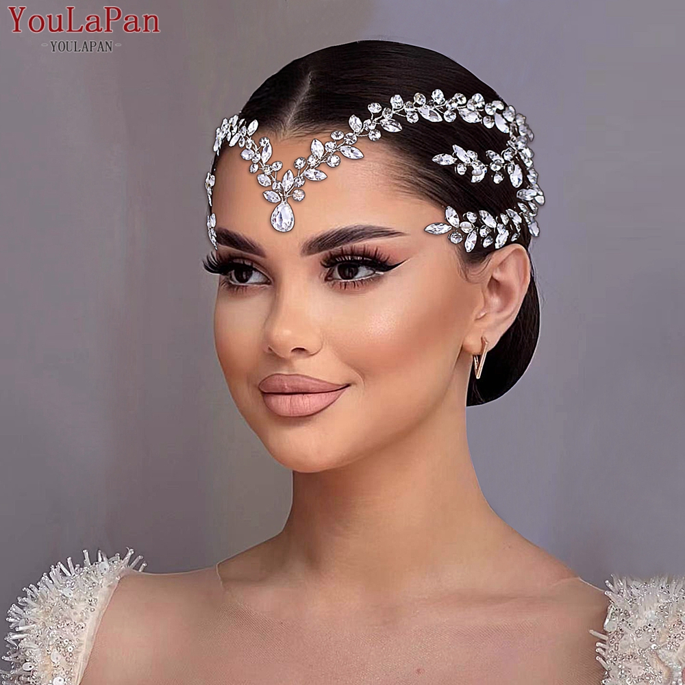YouLaPan, diadema para la frente de la novia, tocados brillantes con diamantes de imitación para boda, mujer, de graduación, accesorios de joyería para la cabeza HP599