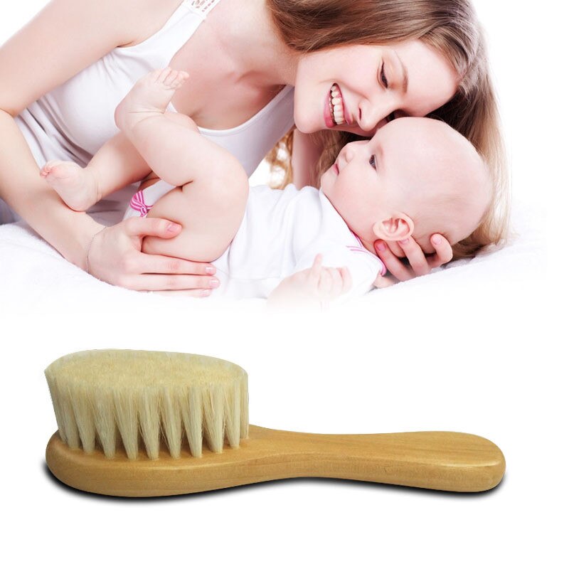 Baby Care Pure Natuurlijke Wol Baby Houten Borstel Kam Borstel Baby Haarborstel Pasgeboren Haar Borstel Zuigeling Kam Head Massager