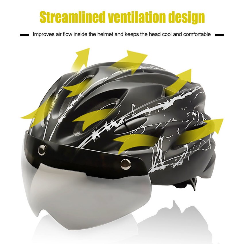 Stijlvolle Zwarte Bril Fiets Helm Ultralight Patroon Fietshelm Riding Mountain Racefiets Integraal Gegoten Fietshelmen