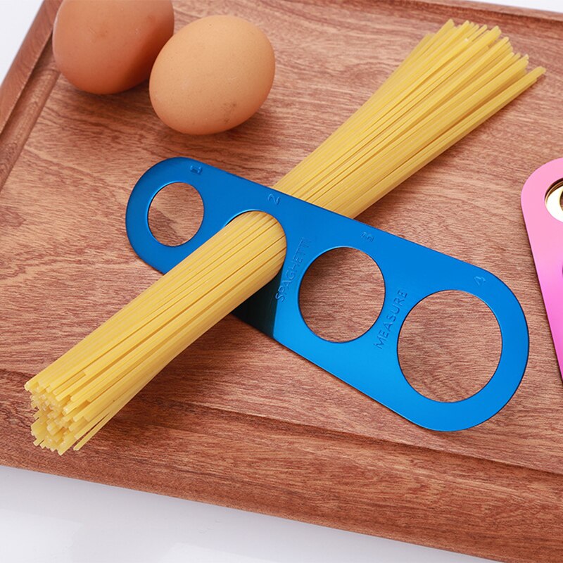 1Pcs Stainless Steel Easy Clearing Pasta Ruler Measuring Tool 4 Hole Spaghetti Measurer Cooking Supplies Control Tools