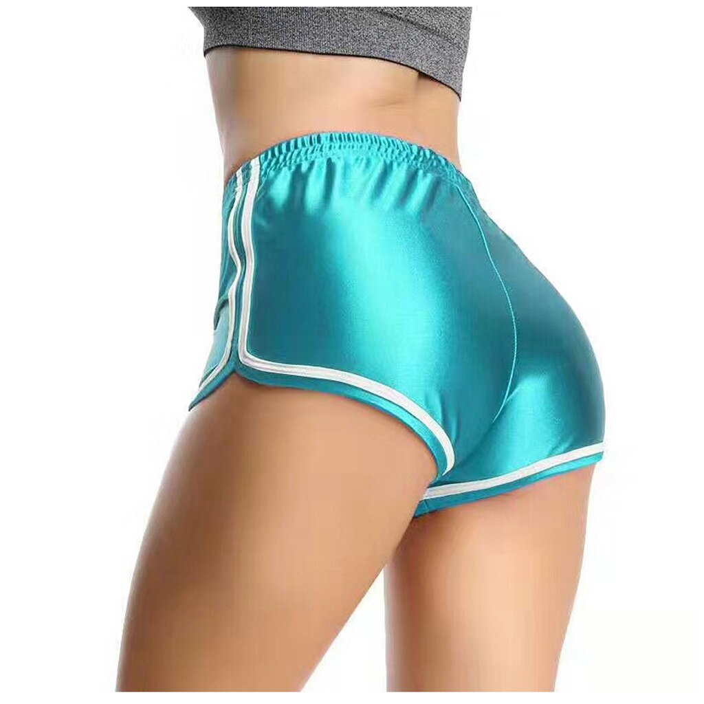 Summer Solid Color Casual Shorts Women's Satin Smooth High Waist Slim White Edge Running Home Shorts Sleep Bottom Short Pant#BL2