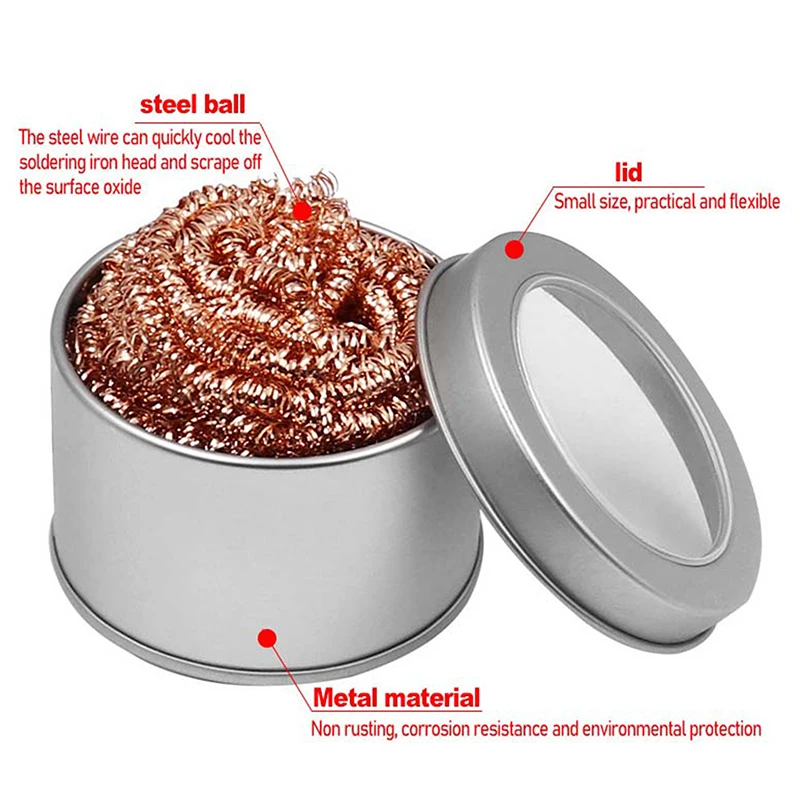 Bola de limpieza de alambre de cobre, puntas de hierro, absorción de residuos de soldadura, limpiador de puntas de hierro, bola de alambre de acero para soldar