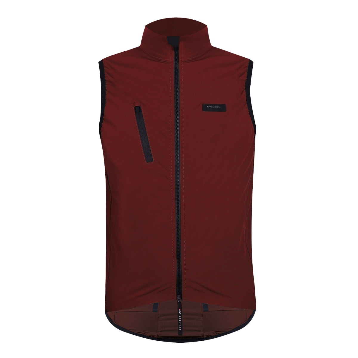 SPEXCEL-Chaleco ligero de ciclismo, tejido elástico para deporte viento con cremallera bidireccional y bolsillo trasero, última actualización: Rojo / M