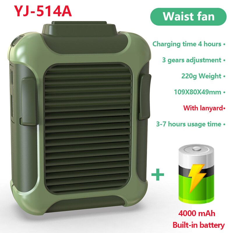 Mini Portable Fan Waist Clip Fan USB Rechargeable Air Conditioner 6000Mah for Outdoor Working Camping Fishing Leafless fans: 04