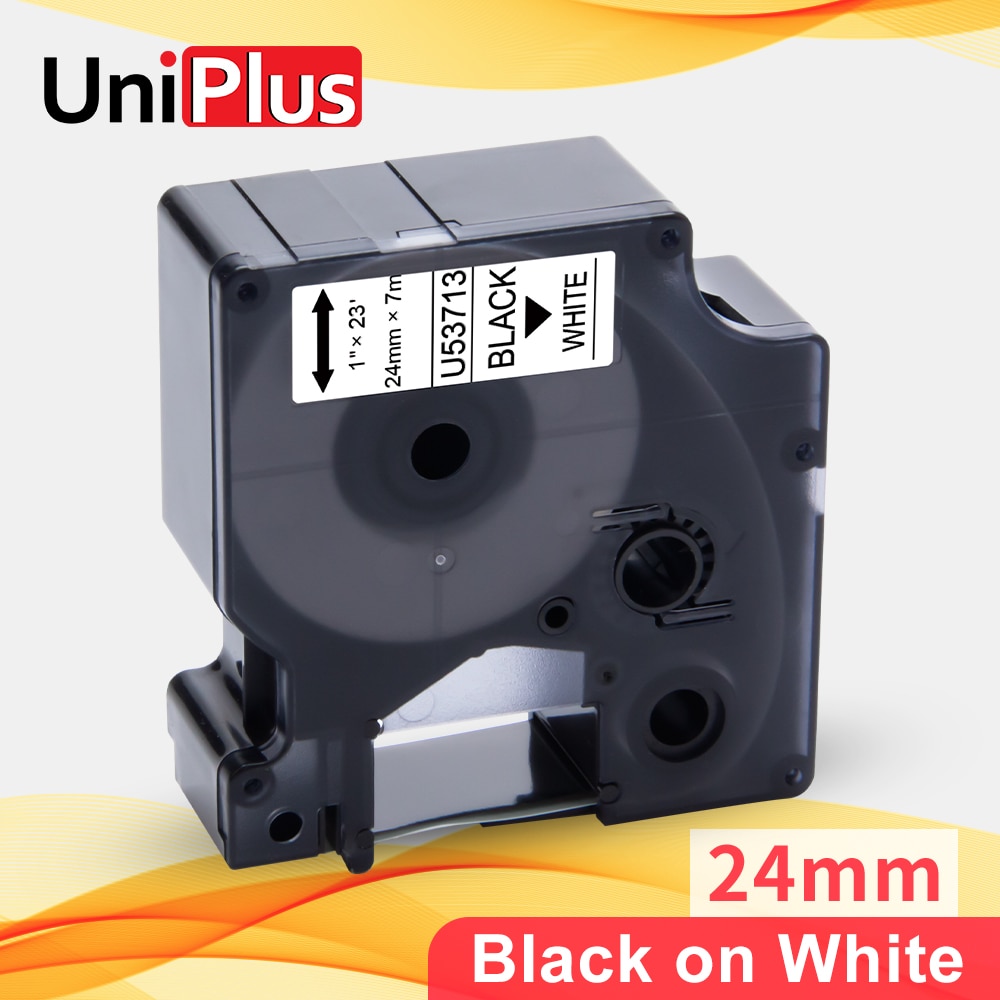 UniPlus 53713 Black on White 24mm Label Tape Compatible Dymo Tape D1 Label Maker for Dymo Label Printer Labeller LW450 LM500TS