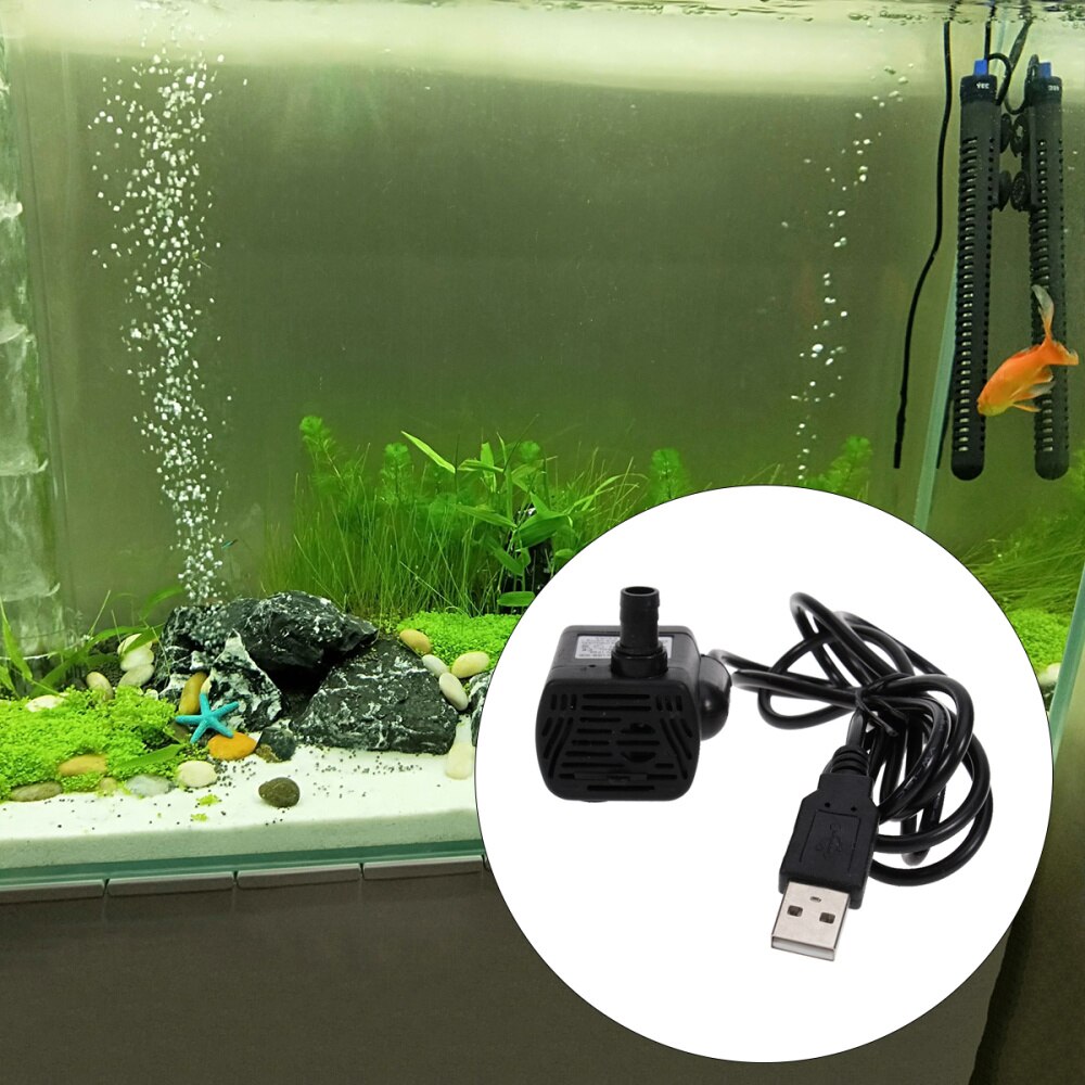 USB-1020 Dc 3.5V -9V 3W Usb Borstelloze Dompelpomp Aquarium Fontein Vijver Pomp (Zwart)
