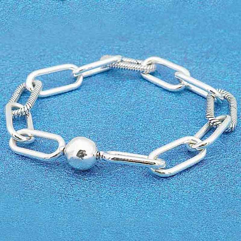 Originale me di Collegamento Della Catena Del Serpente Modello Circolare Catenaccio Del Braccialetto Dei Braccialetti Misura 925 d'argento perlina Branello di Fascino Fai Da Te Gioielli in Europa