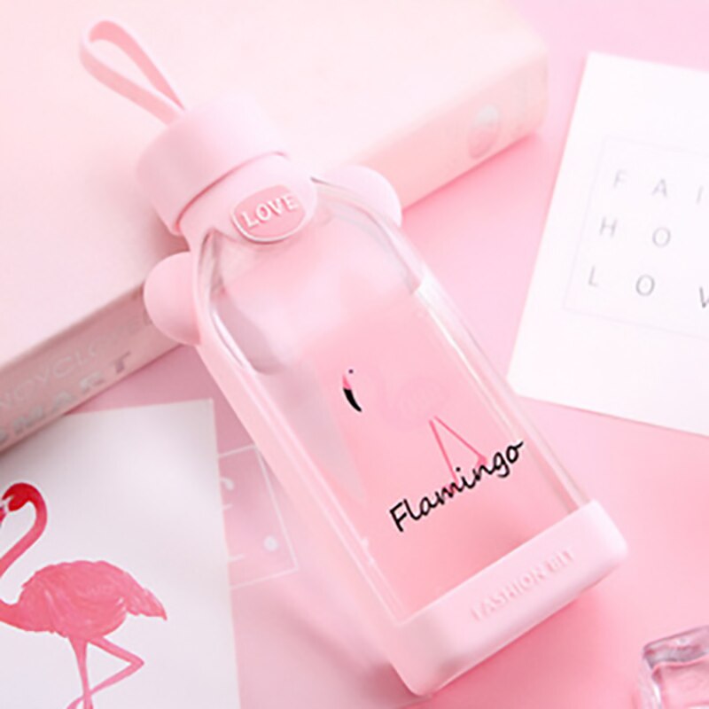 personality style glass bottle cherry blossom pattern transparent and pure and fresh and lovely girls: B