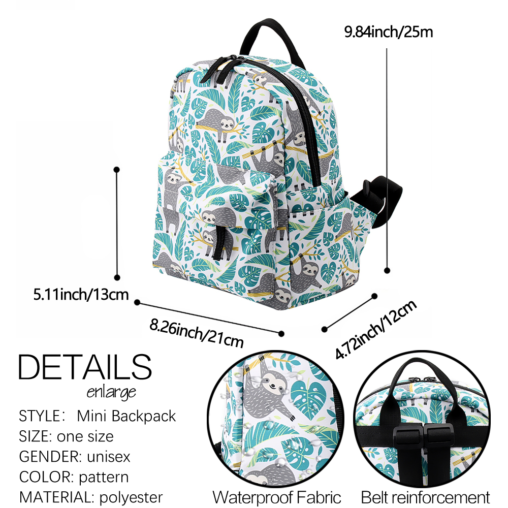 Deanfun Mini sac à dos 3D imprimé paresseux sac à bandoulière mignon Shopping sac à dos femmes petits sacs pour adolescentes DMNSB-6