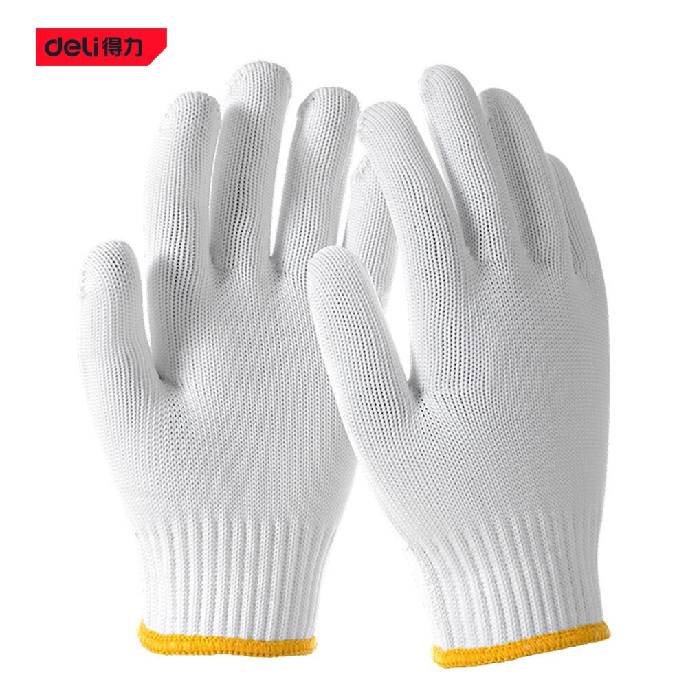 Deli DL521003 12 Pairs Polyester Antislip Handschoenen Industriële Huis Tuin Werken Arbeid Handschoenen Handgereedschap Accessoires