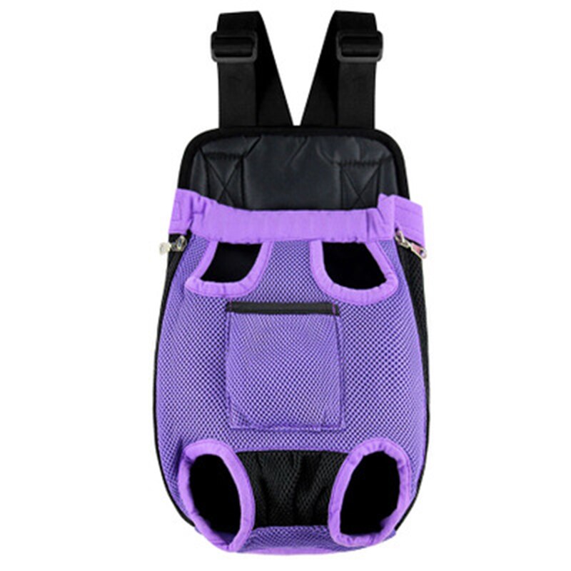 Double Shoulder Dog Carrier Backpack Pet Cat Front Bag Breathable Mesh Outdoor Travel Backpack For Dogs Portable Dog Transporter: Purple / XL(for 5.5-9kg)