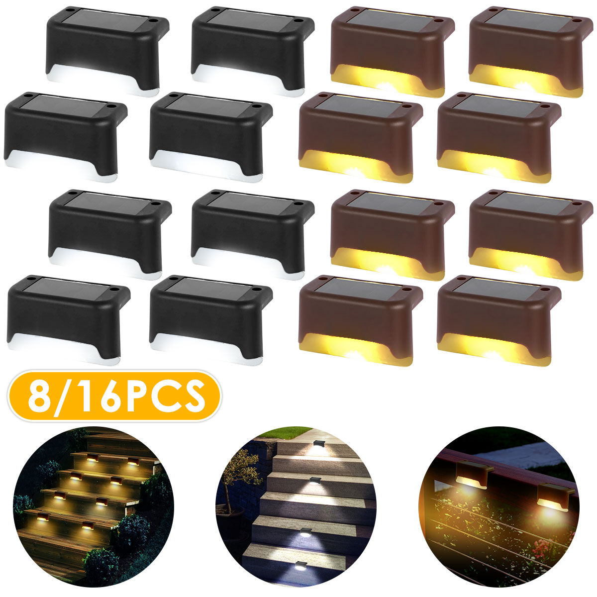 Warmweiß Solar- Zaun Lampe LED Solar- Schritt Lampe draussen Schritt Licht wasserdichte Garten Dekor Lampe für Terrassen treppe Geländer Weg