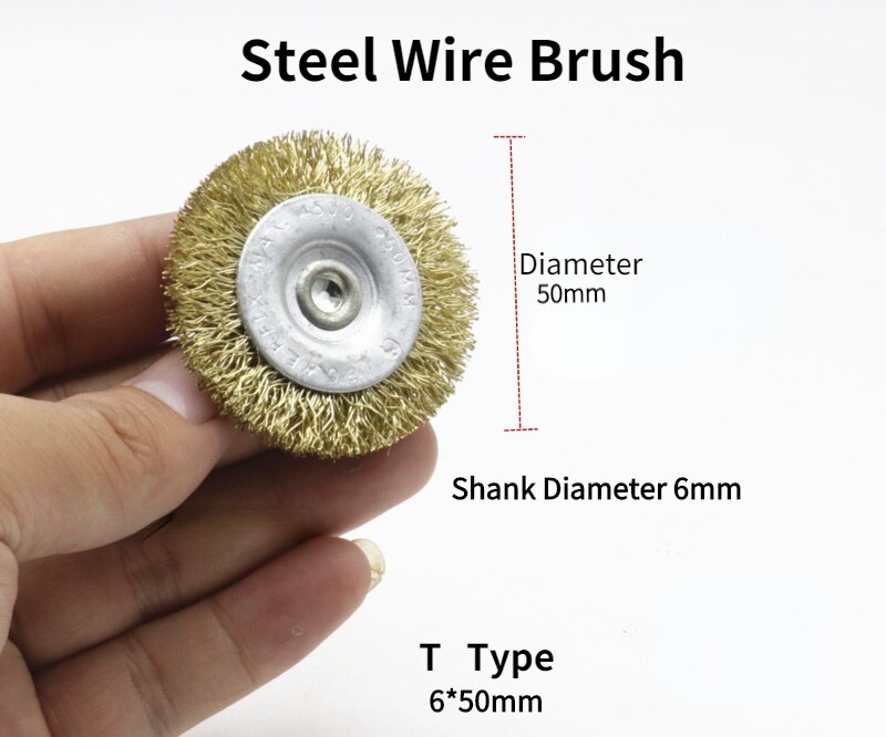Mola per rimozione ruggine/mola per filo d'acciaio/spazzola per lucidatura/impostato di spazzole per trapano elettrico/rimozione della ruggine in metallo: 6X50MM  1pezzi