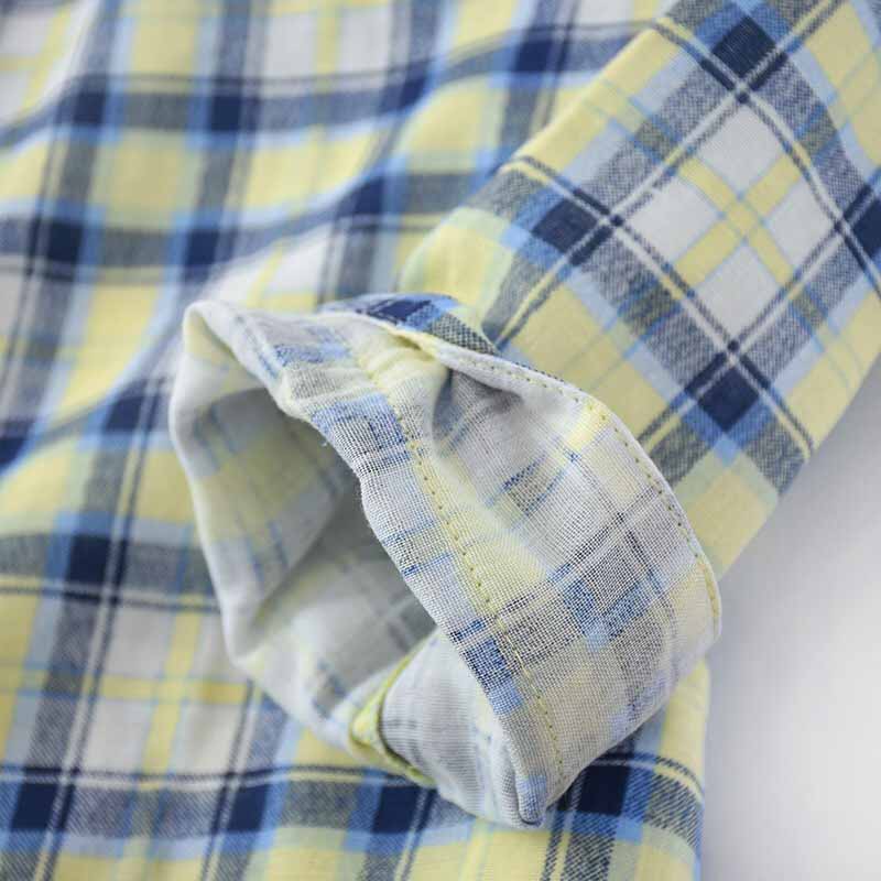 Pijamas de algodón a cuadros para hombre, ropa de dormir cómoda, holgada, informal, para el hogar, primavera y otoño