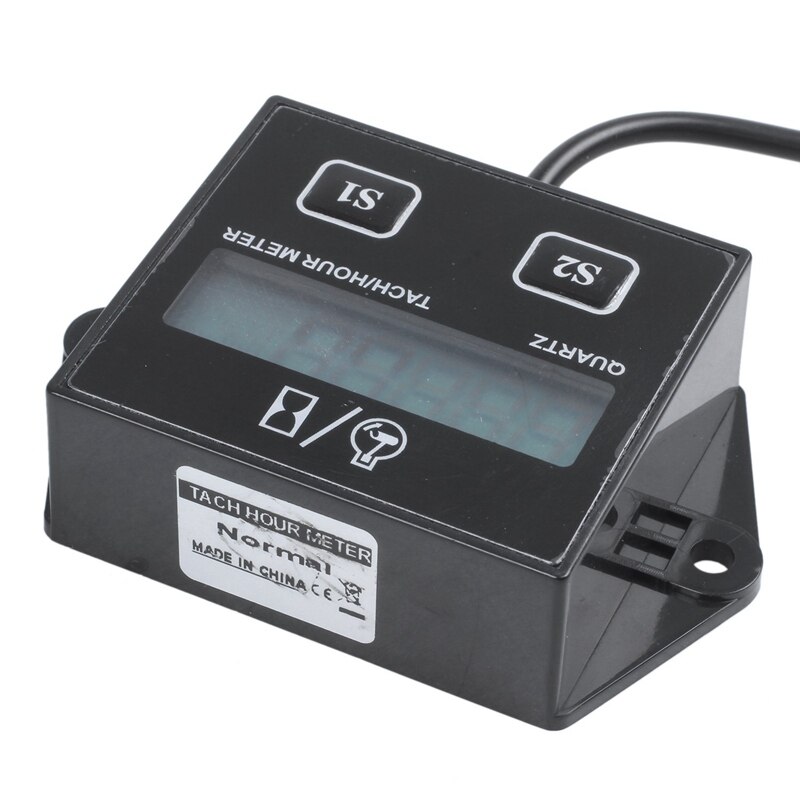 Digital LCD engine hour meter tachometer Tach gauge for race bikes Black
