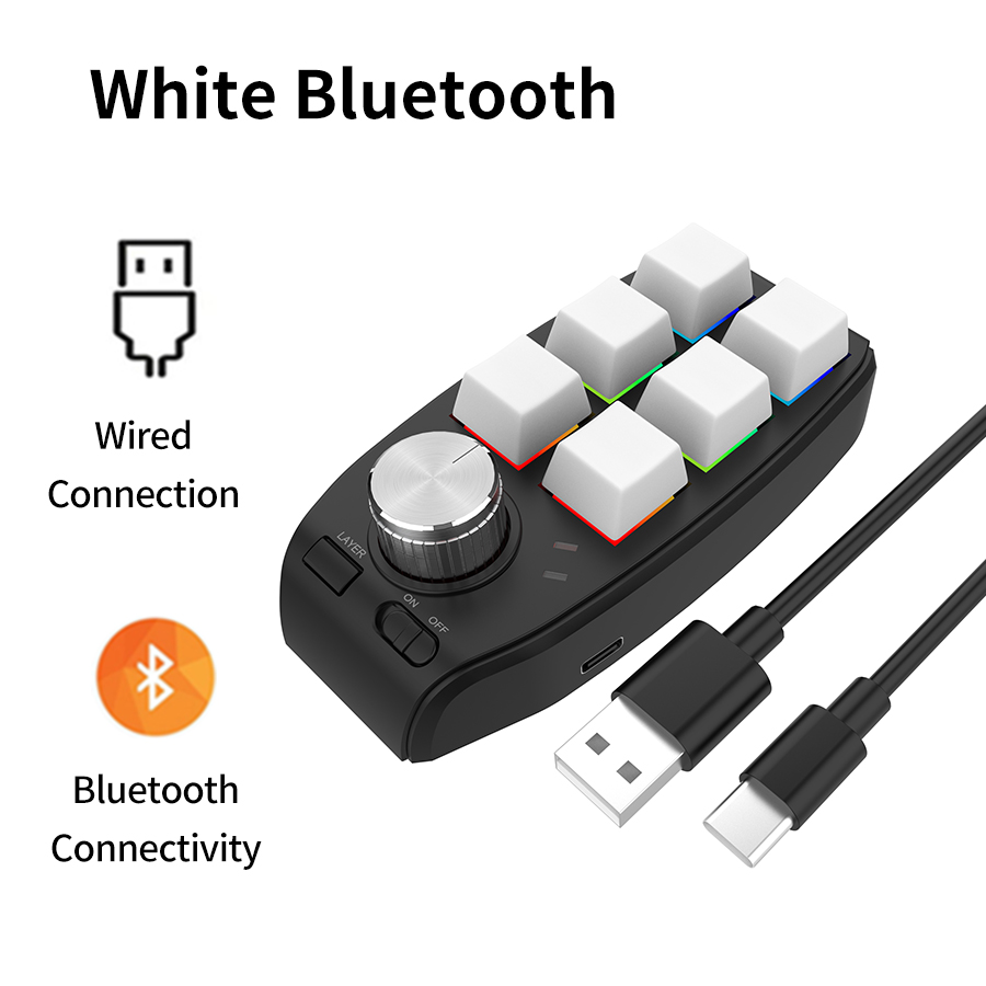 USB Macro Custom Mini-toetsenbord Bluetooth 6 toetsen 1 knop Programmering DIY Mechanische Macropad Gaming Tekening Schakelaar -swap toetsenbord: Bundle2