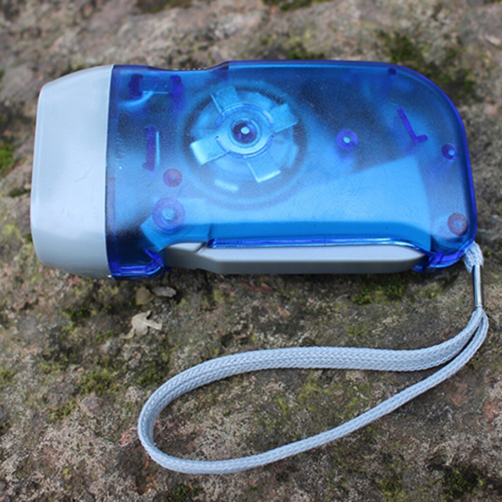 Smaraad Mini Plastic Hand-Drukken Flash Light Led Outdoor Handleiding Energieopwekking Elektrische Torch Voor Camping Op Voet Night rit: Blue