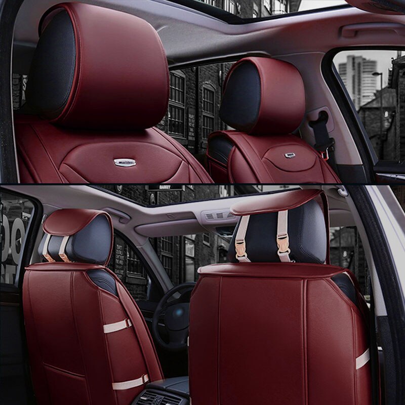 Funda de polipiel para asiento de coche, cojín de asiento de fila delantera, Protector de asiento envolvente Universal para Sedán, SUV, camioneta