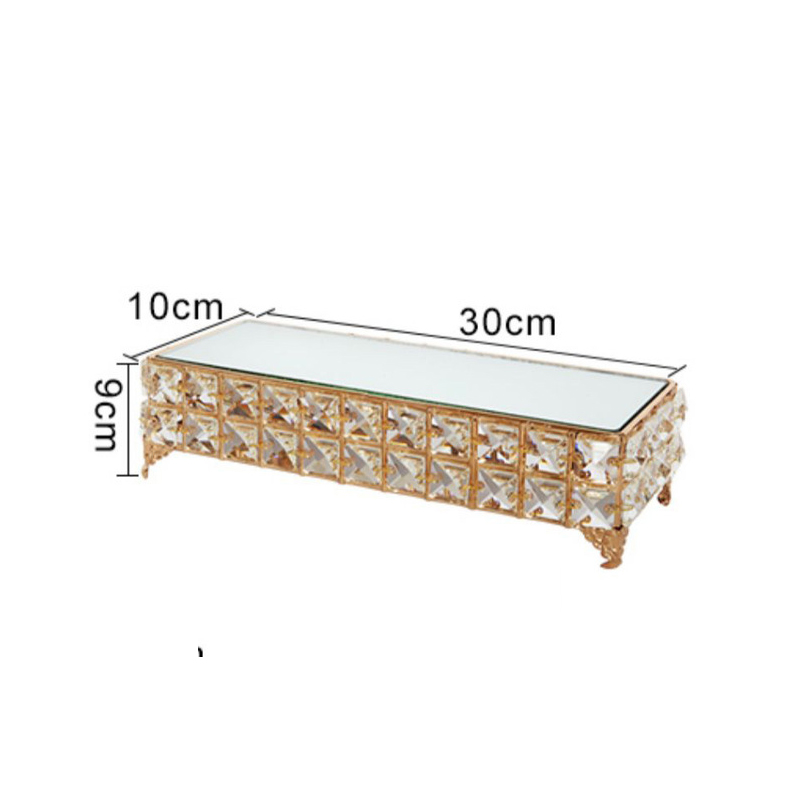 High-end Metal Mirror Cake Stand Wedding Dessert Table Crystal Cake Table Decoration Glass Fruit Plate Pastry Display Plate: 1pcs